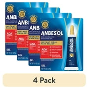 (4 pack) Anbesol Gel Maximum Strength, Instant Oral Pain Relief, 0.33 oz.