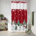 thumbnail image 6 of No Hook Shower Curtain with Built-in Rings - Red Snowman Christmas Washable Waterproof Fabric Bathroom Curtains for Hotel,Rentals, Stall 36 X 72 Inch , White Snowflake Xmas Tree, 6 of 9