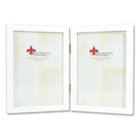 5x7 Hinged Double White Wood Picture Frame - Gallery Collection