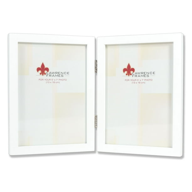 5x7 Hinged Double White Wood Picture Frame Gallery Collection