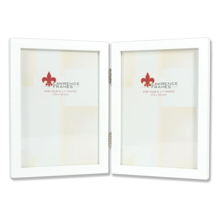 Double Photo Frame - 5x7 Hinged Double White Wood Picture Frame - Gallery Collection