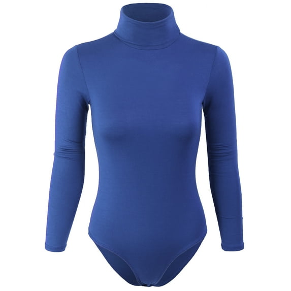 KOGMO Womens Turtleneck Bodysuit with Snap Button Closure