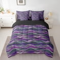 thumbnail image 2 of Homewish Vintage Abstract Ombre Bedding Comforter Set 7-Piece, Purple Stripes King Bedding Sets, Teens Kids Adult Men Women Reversible Bed Sheets, Microfiber Bedroom Decor, 2 of 7