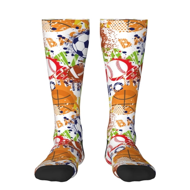 Fotbe Balls Calcetas Divertidas Estampadas para Hombre y Mujer, Calcetas de Algodón hasta la Rodilla para Caminar, Correr, Enfermería y Embarazo