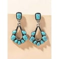 thumbnail image 3 of HOOUN Turquoise Earrings Silver Tone Bohemian Western Retro Stud Earrings, 3 of 4