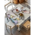 thumbnail image 2 of Easter Grey Bunny Suqare Tablecloth - 54 x 54 Inch, Spring Colorful Eggs Flower Wooden Grain Waterproof & StainResistant Tablecloth, Washable Oil-proof Table Cover for Dining/Party/Wedding/Buffet, 2 of 9
