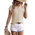 thumbnail image 1 of Blusa Informal de Corta con Cuello Redondo y Aguja Gruesa para Mujer, Color Albaricoque L, 1 of 6