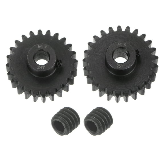 Mod 1.5 Pinion Gear Set 8mm Shaft 24T 25T Motor Gears Hardened Steel Pinion Gear for RC Car 2pcs