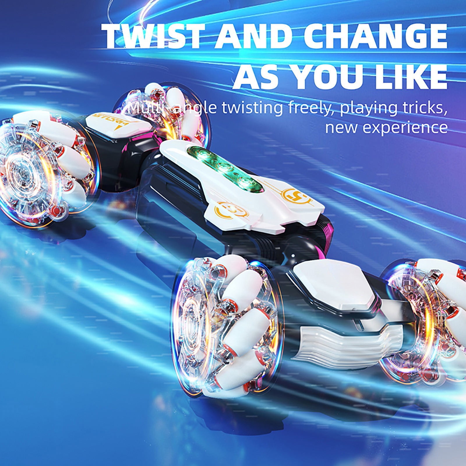 Gesture Sensing Stunt Remote Control Off-Road Vehicle - 8.66 Inch 4WD RC Car with 360° Flips, Lights and Music