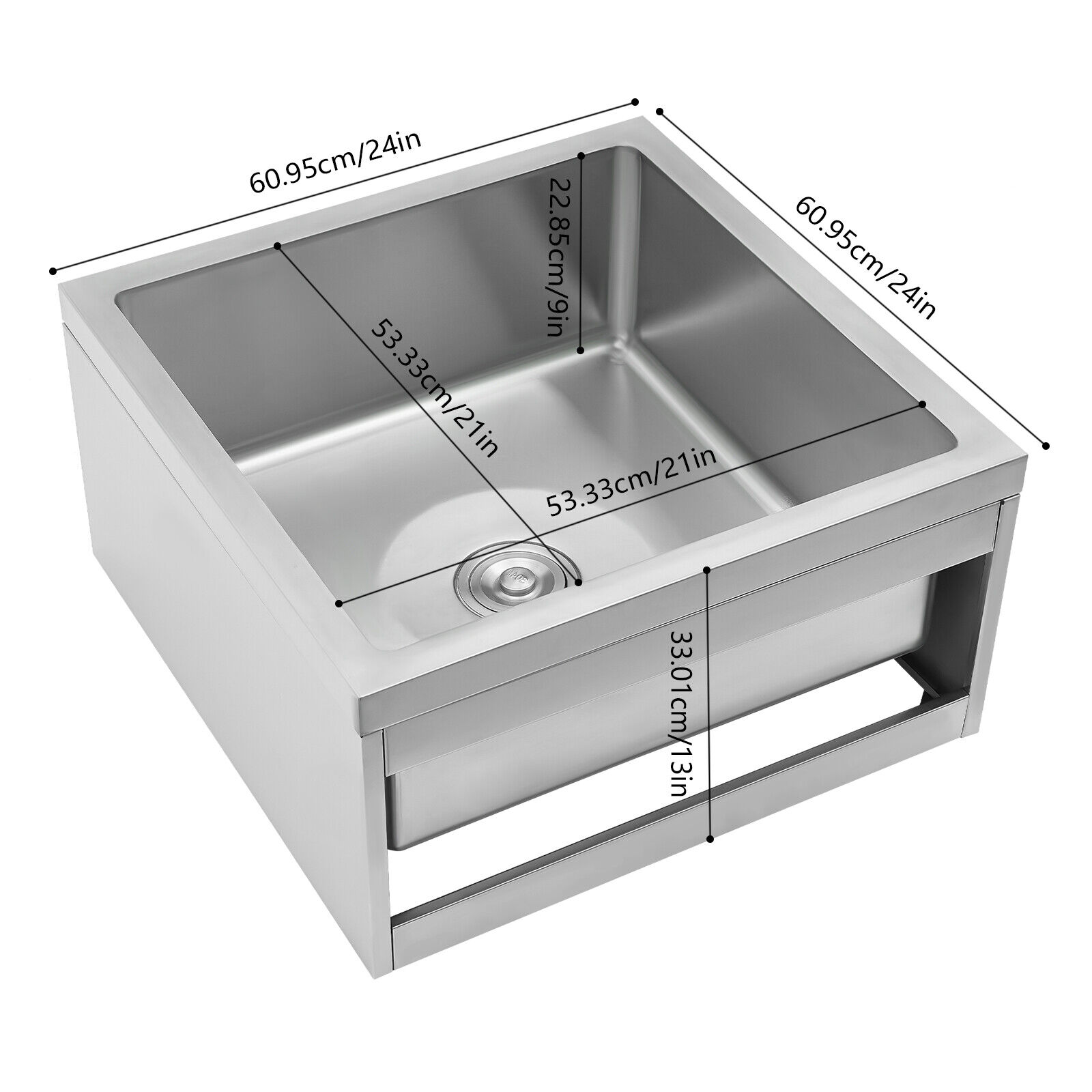 Free Standing Utility Sink Single Bowl Commercial Sink Restaurant Kitchen Sink 304 Stainless Steel