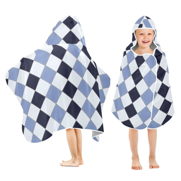 joogoo Checkered Grid-d2 Kids Hooded Beach Towel Baby Bath Towel 23.5"x50"