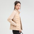 thumbnail image 3 of Chaqueta de plumón de pato para deportes al aire libre, de moda, con cuello de plumón, para mujer, corta, de invierno, de color sólido, se pueden abrir dos por fuera, 3 of 5