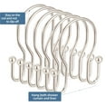 thumbnail image 2 of 12pk Shower Curtain Hooks Rings, Rustproof Metal Balanced Glide Shower Hook, Double Hooks for Bathroom Shower Rod Curtain, Polished Nickel Finish, 2 of 6