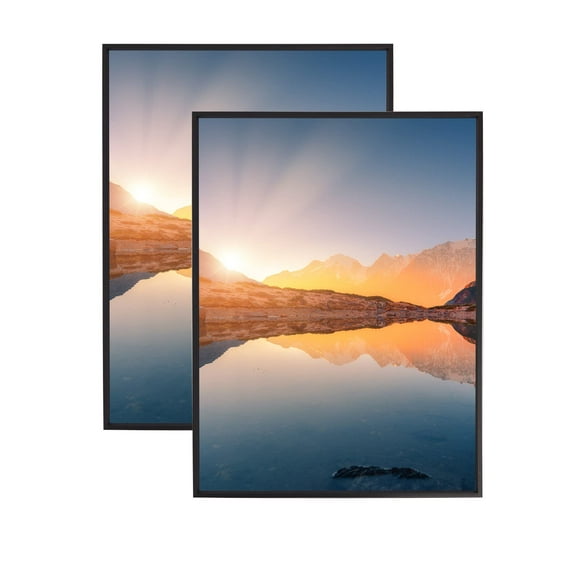 Podronale 18x24" Aluminum Picture Frame for Wall Without Mat,2 Packs, Black