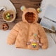 thumbnail image 1 of Chaqueta de plumón con estampado de osito de peluche para niños y niñas, otoño e invierno, para bebés y niños pequeños, ligera, de manga larga, con capucha, para exteriores, abrigo de poliéster para n, 1 of 9