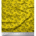 thumbnail image 1 of Soimoi Yellow Cotton Poplin Fabric Black Sketch Floral & Paisley Print Fabric by Yard 42 Inch Wide, 1 of 3