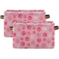 thumbnail image 2 of GZHJMY Collapsible Storage Basket with Handles, Pink Dog Paw Canvas Fabric Storage Bins Toys Clothes for Bedroom, Nursery, Shelves, Closets (1PACK) Collapsible Organizer, 2 of 7