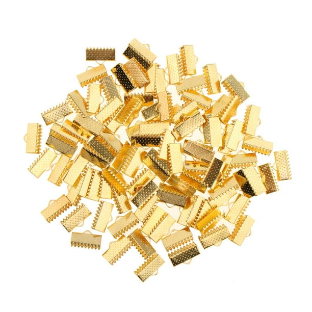 100 piezas de conectores metálicos para abrazaderas, terminales de engaste de cordón, tapas de extremo de cordón y conectores para pulseras. 13mm