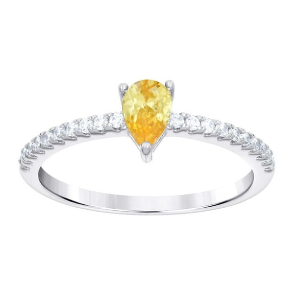 925 Sterling Silver Womens Yellow White Pear Round Cubic Zirconia Engagement Ring Size 6 Engagement Ring for Women