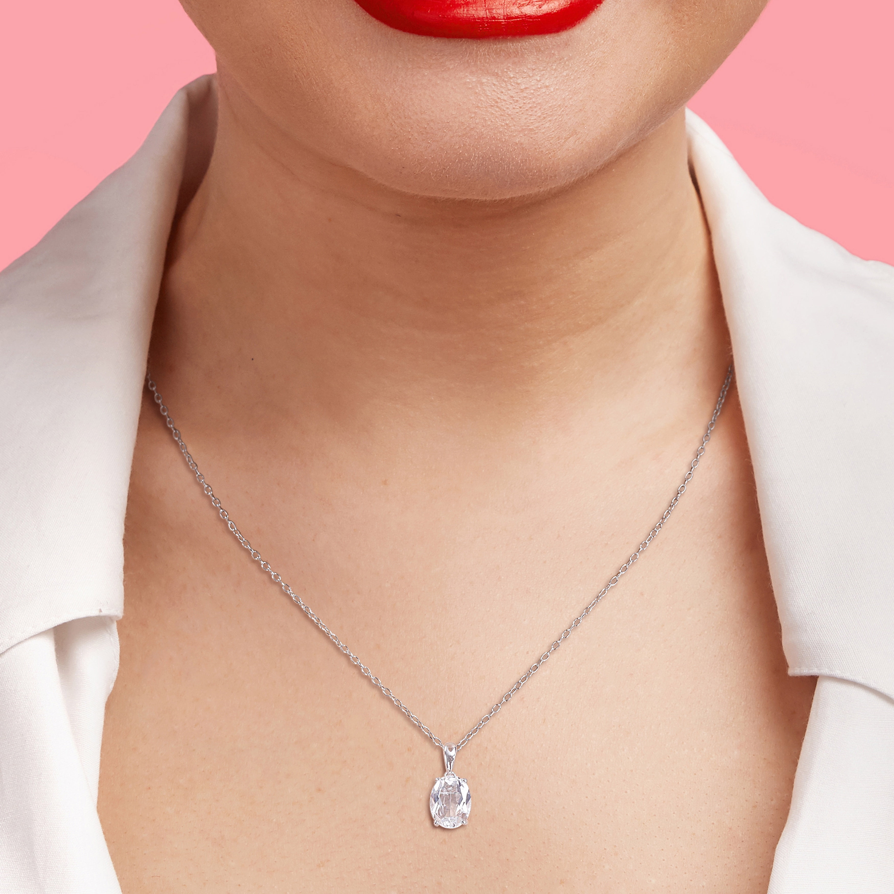 Women’s Silver l CKJ Off Duty Holiday Roun Everly Women's Topaz Sterling Silver Necklace - Walmart.com