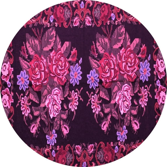 Ahgly Company Machine Washable Indoor Round Medallion Pink French Area Rugs, 8' Round