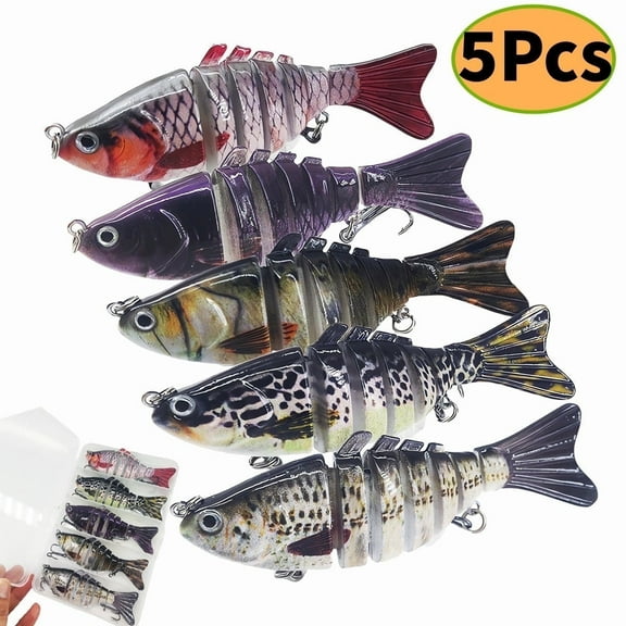 Fishing Lures for Bass Trout,Slow Sinking Bass Multi Jointed Fishing Lure, Slow Sinking Hard Baits, Bionic Swimming Lure for Men's Gift 4pcs