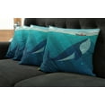 thumbnail image 5 of Ambesonne Ocean Throw Pillow Cover 4 Pack, Sailor Whale with Rays, 16", Blue and White, 5 of 5