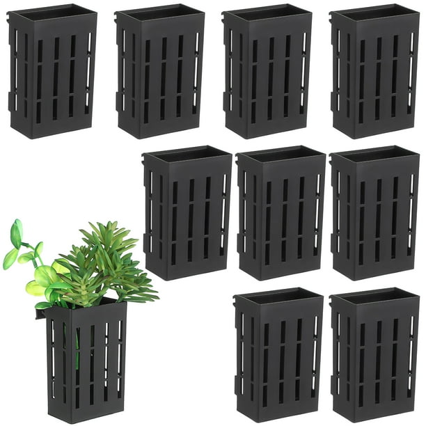 BRIGHTFUFU 10 Uds., cesta para plantas y peceras, maceta colgante de pared para tanque, maceta para plantas acuáticas, suministros para soporte de plantas para peceras