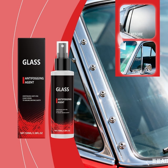 100ml Car Glass Antifog Spray, Clear Vision Protection for Safe Driving in Rain, Window Decontamination & Antifog Solution, Long-Lasting Effects for Windshields & Windows