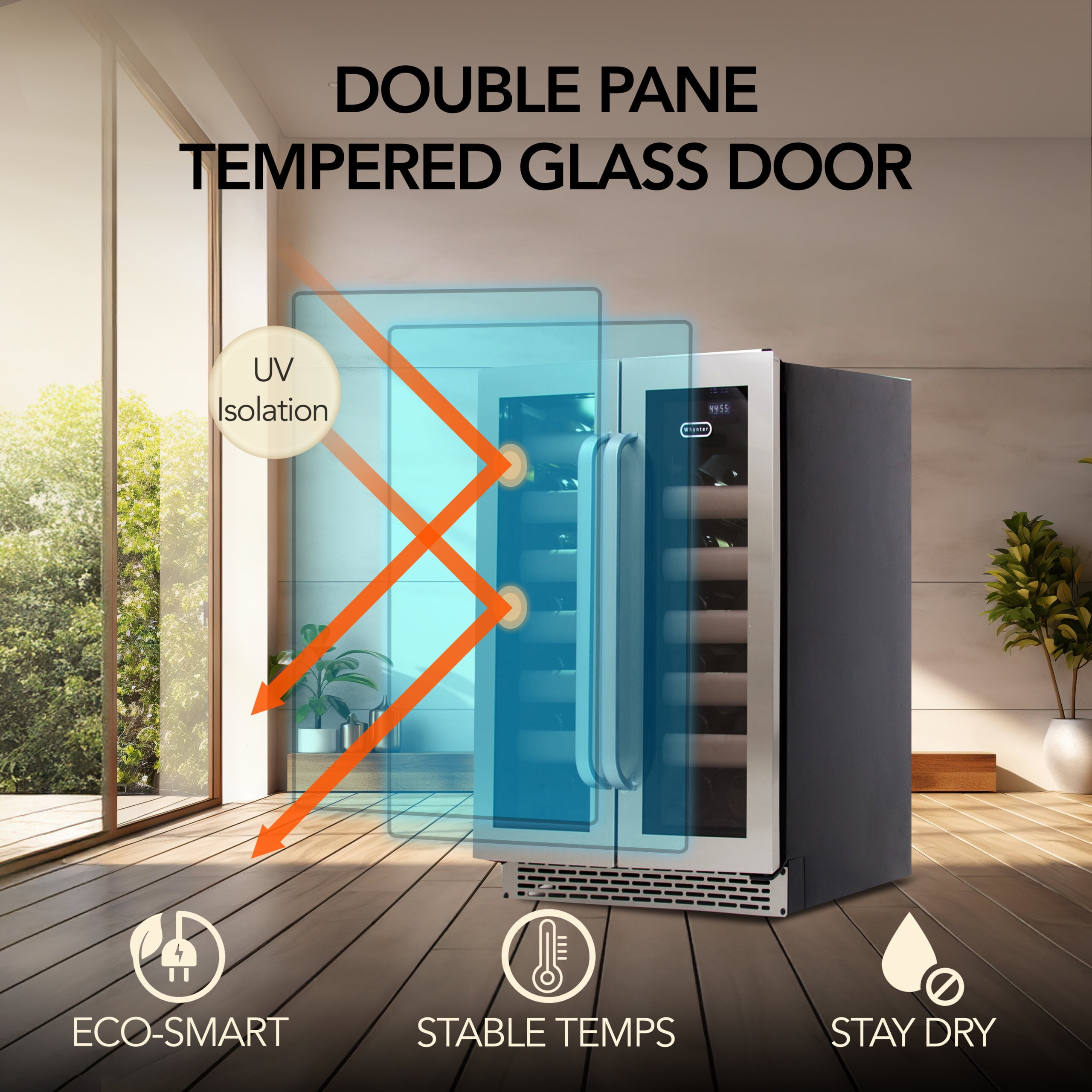Whynter BWR-401DS Elite 24" 40 Bottle Seamless Stainless Steel Door Dual Zone Built-in Wine Refrigerator
