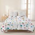 thumbnail image 3 of Full Quilt Set 78''x90'', Colorful Polka Dot Lightweight Summer Bedspread Coverlet Set with 2 Pillow Shams, Rainbow Point Vibrant Breathable All Season Quilt Bedding for Bedroom/Guest Room, 3 of 9