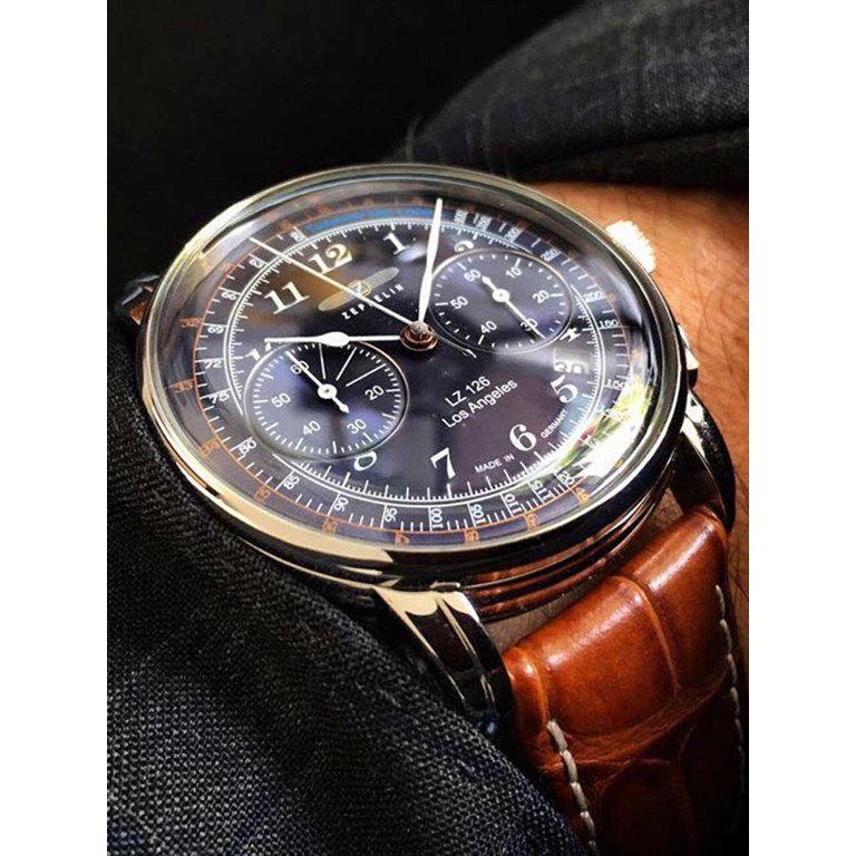 Zeppelin 42 x 12 mm LZ126 Los Angeles Chronograph Blue Dial