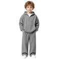 thumbnail image 3 of RMGVDSD Boys Clothes 2 Piece Fashion Fall Outfits Quarter Zip Hoodie Sweatshirts Wide Leg Sweatpants Solid Color Sweatsuit Sets With Pockets 10-11 Years, 3 of 7