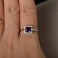 thumbnail image 3 of Natural Amethyst Ring Promise Ring Square Cut Purple Gemstone Ring February Birthstone Sterling Silver Ring, 3 of 3