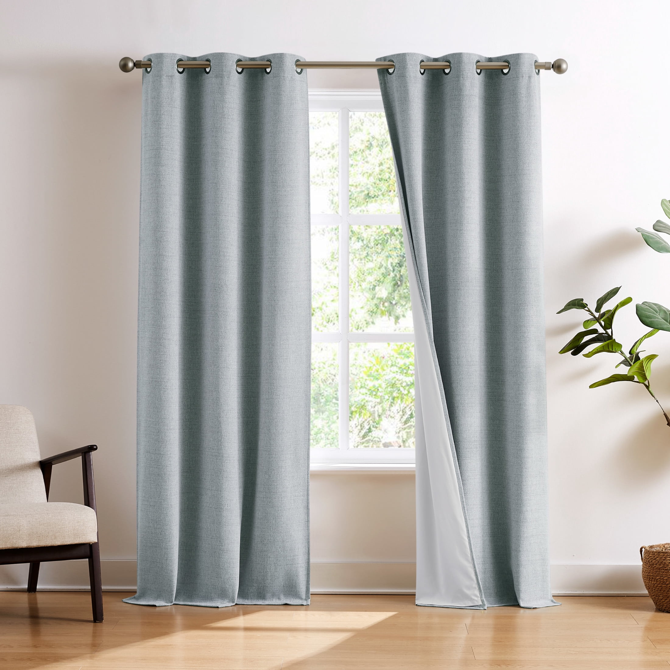 Brookstone Blue Josie Blackout Grommet 38" W x 84" L Window Curtain Panel Pairs