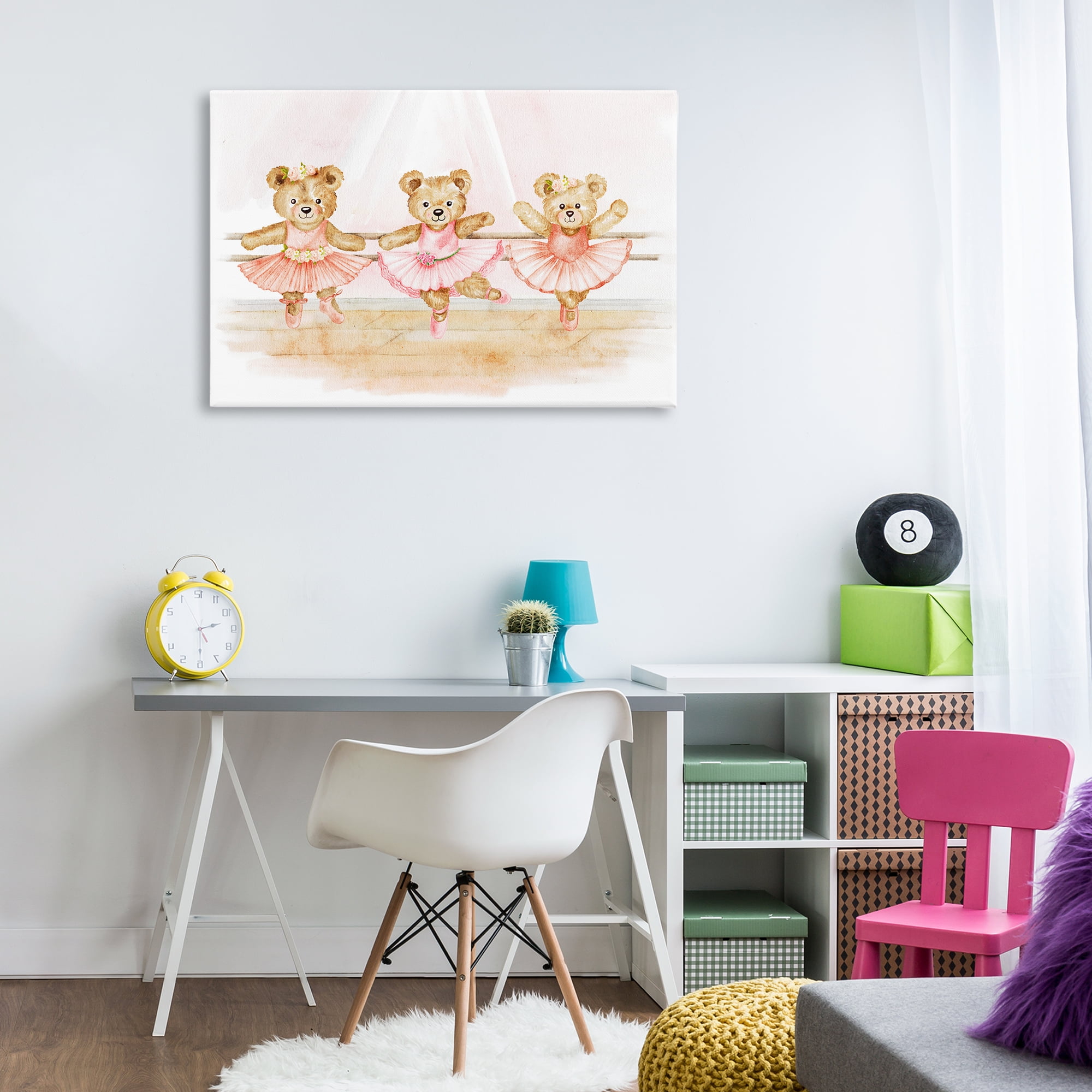 Ballet Teddies Triplet Canvas Wall Art, design by Amy Hall