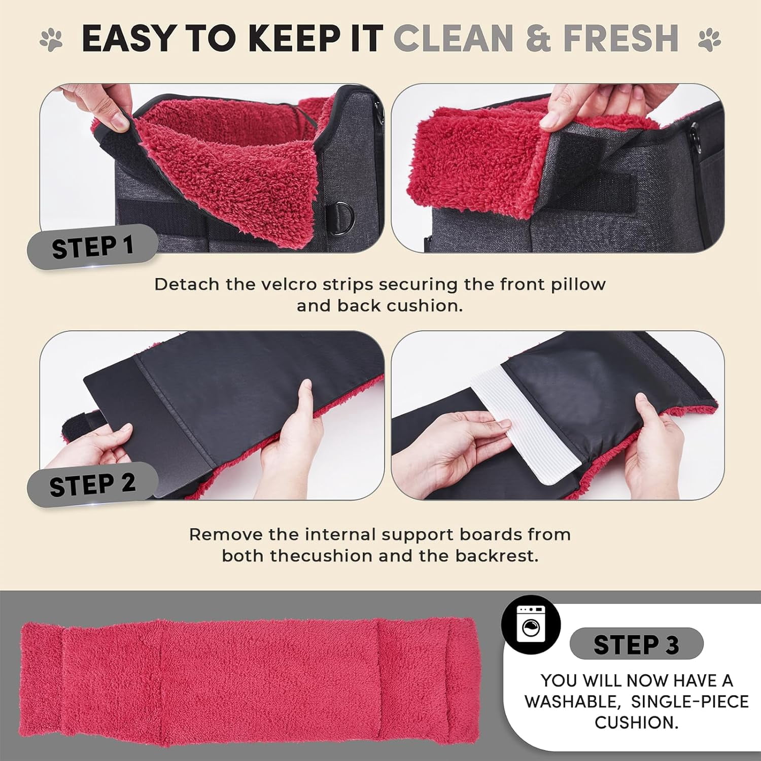 Center Console Small Dog Car Seat - Portable Pet Cat Puppy Booster Armrest Carseat Up to 11lbs, Anti-Collapse Comfort Car Travel with Washable Fluffy Cushion and Pillow, Red