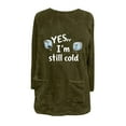 thumbnail image 3 of Fancifize Yes,I'm Still Cold Sweatshirt for Women Sherpa Long Pullover Top Crew Neck Fuzzy Fleece Outfits with Pockets, 3 of 4