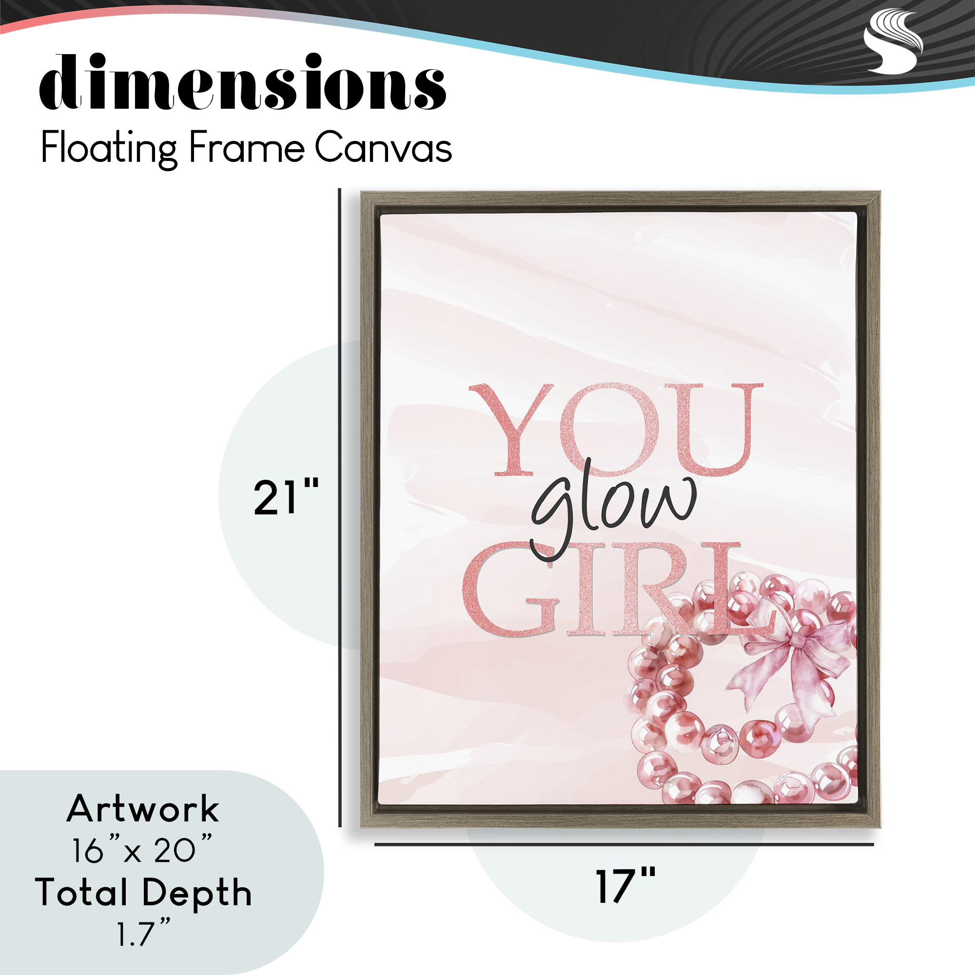 You Glow Girl Feminine Brown Framed Floater Canvas Wall Art, design by Kim Allen