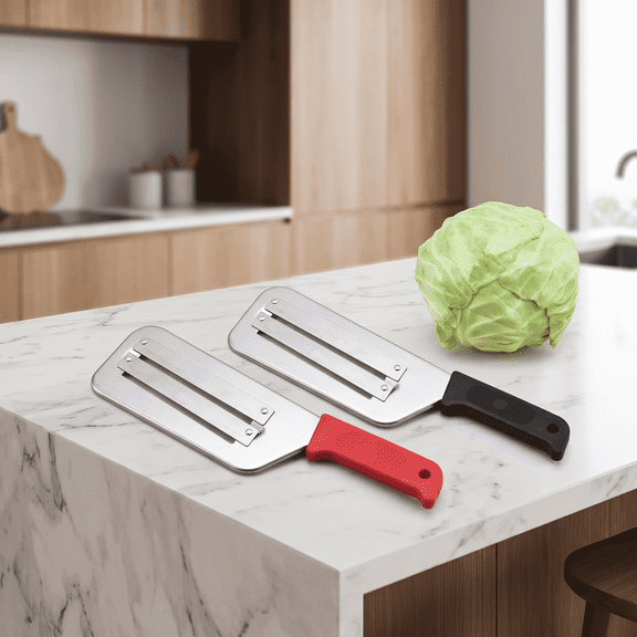 Damkogic 2 Pcs Stainless Steel Cabbage Chopper Shredder – Dual Blade Vegetable Tool for Slicing, Grating & Shredding Vegetables, One Black Handle & One Red Handle