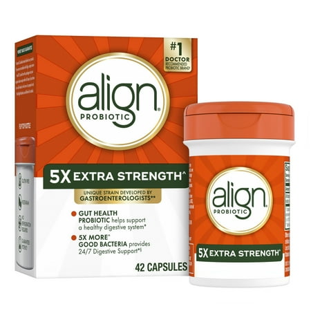 Align Probiotic Extra Strength, 5X More Good Bacteria for Digestive Health, 42 Capsules