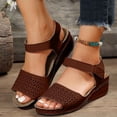 thumbnail image 7 of Xijirk Women Sandals Everyday Casual Wear Open Toe Design Hollow Out Wedge Heel Women Sandals Comfortable Summer Footwear for Daily Use,Brown,8.5, 7 of 7