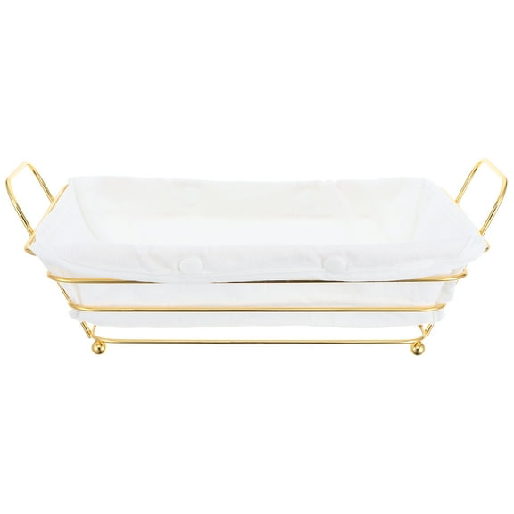 Toyvian Golden Metal Organizer Basket for Bread Fruit and Pantry Storage with Stylish Minimalist Design