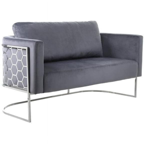 Meridian Furniture Casa Gray Velvet Upholstereded Loveseat
