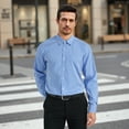 thumbnail image 3 of Men's Long Sleeve Plaid Dress Shirts with Pocket Casual Button Down Shirt Formal Business Tops, 3 of 7