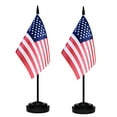 thumbnail image 2 of USA Desk Flag Set, 2 Pack American US Table Office Flags, Small Mini Desktop Flag With 12" Solid Black Pole, Black Base, Miniature Desktop Flag, 2 of 4