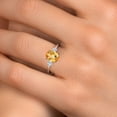 thumbnail image 4 of Gem Stone King 14K White Gold Yellow Citrine and White Lab Grown Diamond Engagement Ring for Women | 1.85 Cttw | Oval Checkerboard 9X7MM | Gemstone November Birthstone | Size 6, 4 of 6
