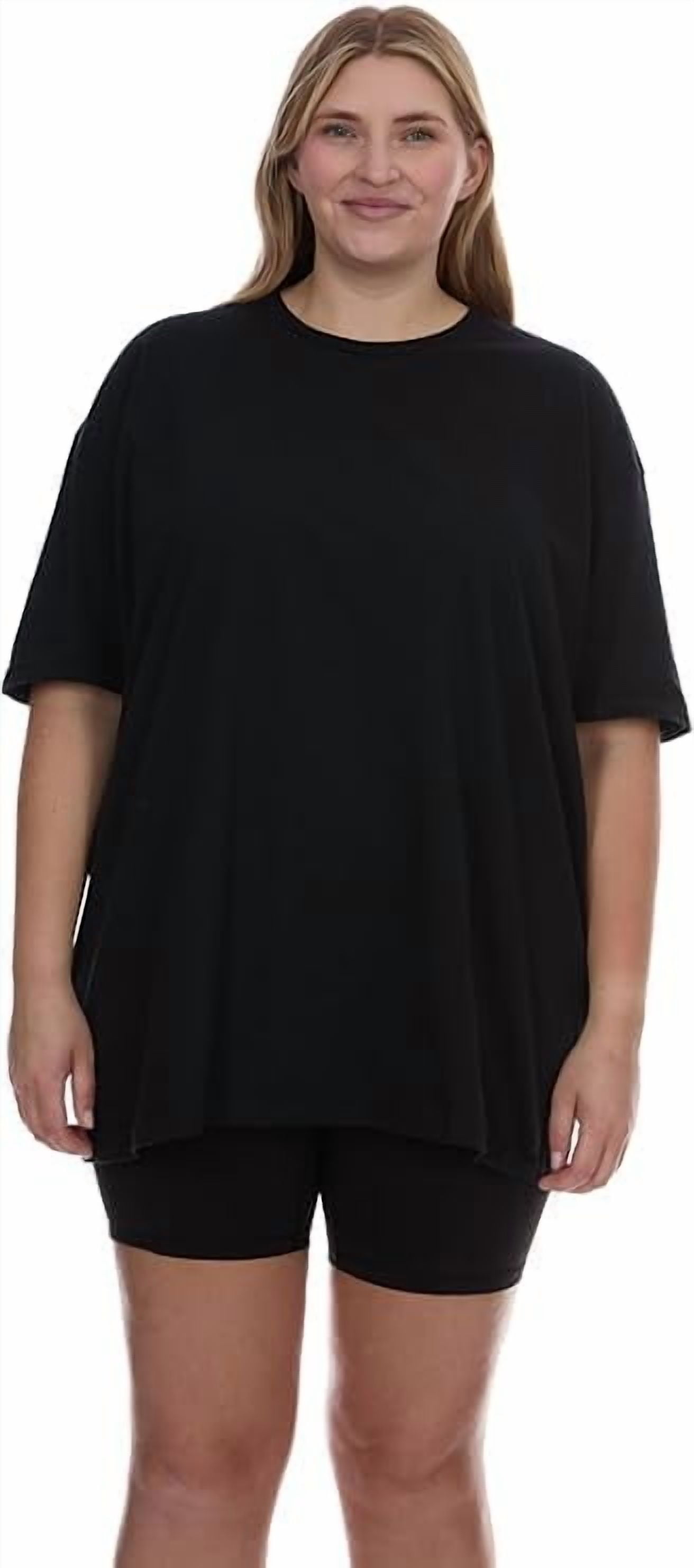 BILLIONHATS 6 Pack Womens Oversized Cotton T-Shirts, Crew Neck Short Sleeve Baggy Loose Tops Oversize Tees Color Assorted, Size 5X-Large
