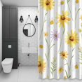thumbnail image 3 of Yellow Daisy Flowers Leaf Shower Curtain for Bathroom, Simple Style Watercolor Nature Waterproof Cloth Fabric Bathroom Accessories Set with 12 Rust Proof Plastic Hooks, 72"x96", 3 of 9