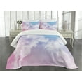 thumbnail image 3 of Ambesonne Pastel Quilted Bedspread Set 3 Pcs, Fantasy Sky Fog, King Size, Pale Pink Aqua White, 3 of 5